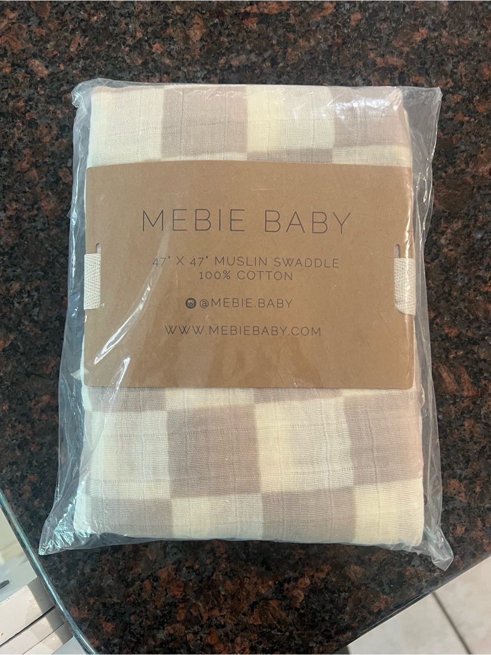 Mebie Baby Beige & Cream Muslin Swaddle Blanket